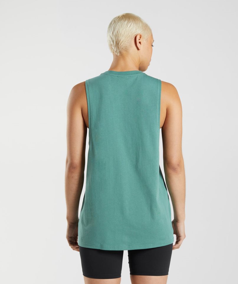 Women's Gymshark Training Drop Arm Tanks Green | CA 857N61